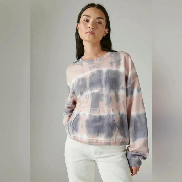 Lucky Brand Slouchy Fleece Sweatshirt, Color Soft Tie Dye Size S - Picture 1 of 15